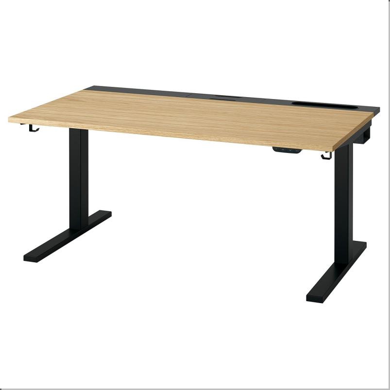 MITTZON ミッツォーン デスク 昇降式 - 100V オーク材突き板/ブラック 140x80cm