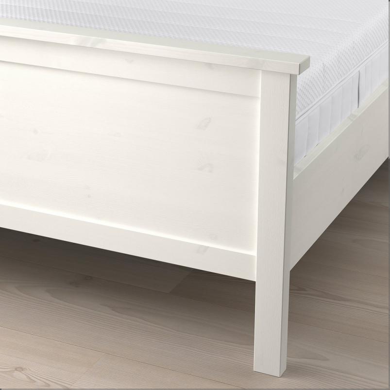 HEMNES ヘムネス ベッドフレーム マットレス付き - ホワイトステイン/オークレハムン ふつう 120x200cm