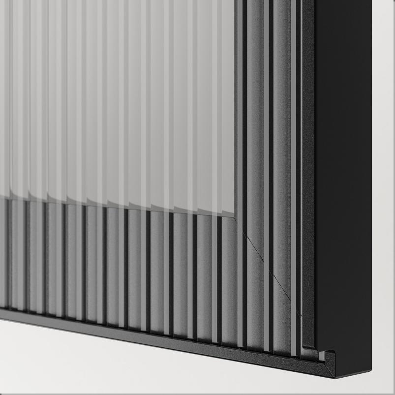 BESTA ベストー 収納コンビネーション 扉付 - ホワイト/フェルスヴィーク チャコール 180x42x74cm
