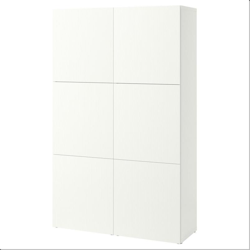 BESTÅ ベストー 収納コンビネーション 扉付 - ホワイト/フォーヴァルタレ ホワイト 120x42x193 cm