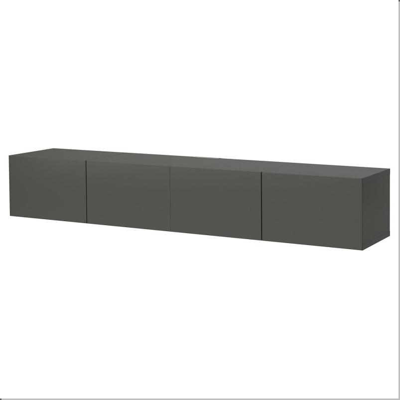 BESTA ベストー テレビ台 扉付き - ダークグレー/ラップヴィーケン ダークグレー 240x42x38cm