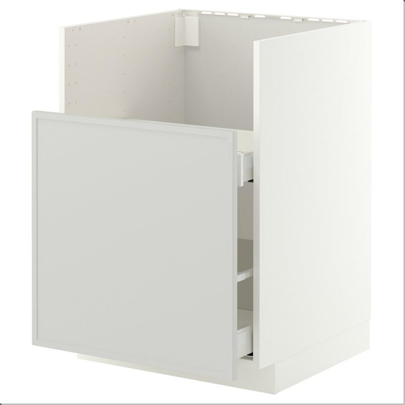 METOD メトード / MAXIMERA マキシメーラ ベースキャビネット TALLSJON/タルショーン シンク用 - ホワイト/アスプウッデン ライトグレー 60x60cm