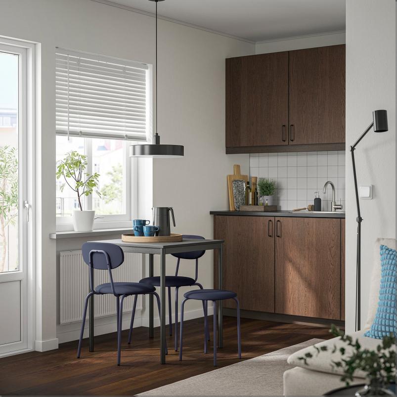 SANDSBERG サンドスベリ テーブル＆チェア2脚 - ブラック ブラック/レマルン ダークブルー ダークブルー 67x67cm