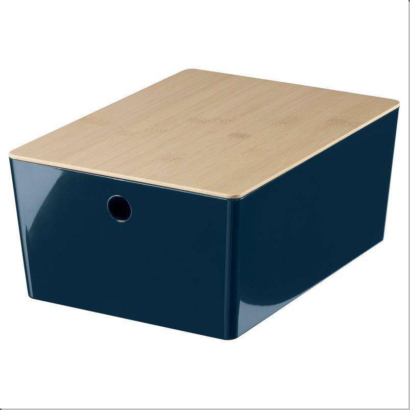 KUGGIS クッギス ふた付きボックス - ブラックブルー/竹 26x35x15cm