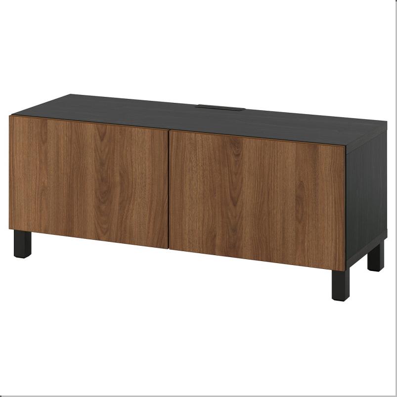 BESTA ベストー テレビ台 扉付き - ブラックブラウン/ラップヴィーケン/ストゥッバルプ ウォールナット調 120x42x48cm