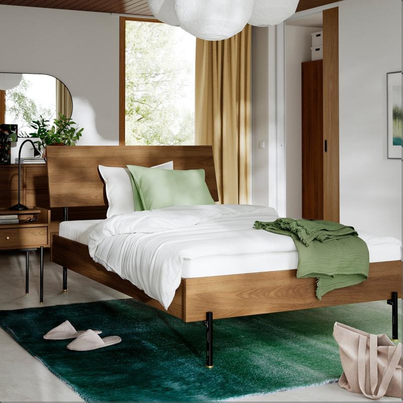 RADMANSO ロードマンソー ベッドルーム家具2点セット - ブラウン ウォールナット調 120x200cm