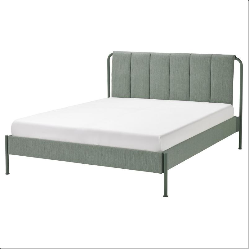 TALLASEN テルオーセン ファブリックベッドフレーム - ク―ルスタ グレーグリーン/リルヘラン 160x200cm