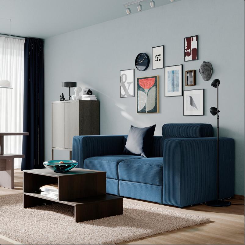 JATTEBO イェッテボ 2人掛けモジュールソファ - ヘッドレスト付き/サムサーラ ダークブルー