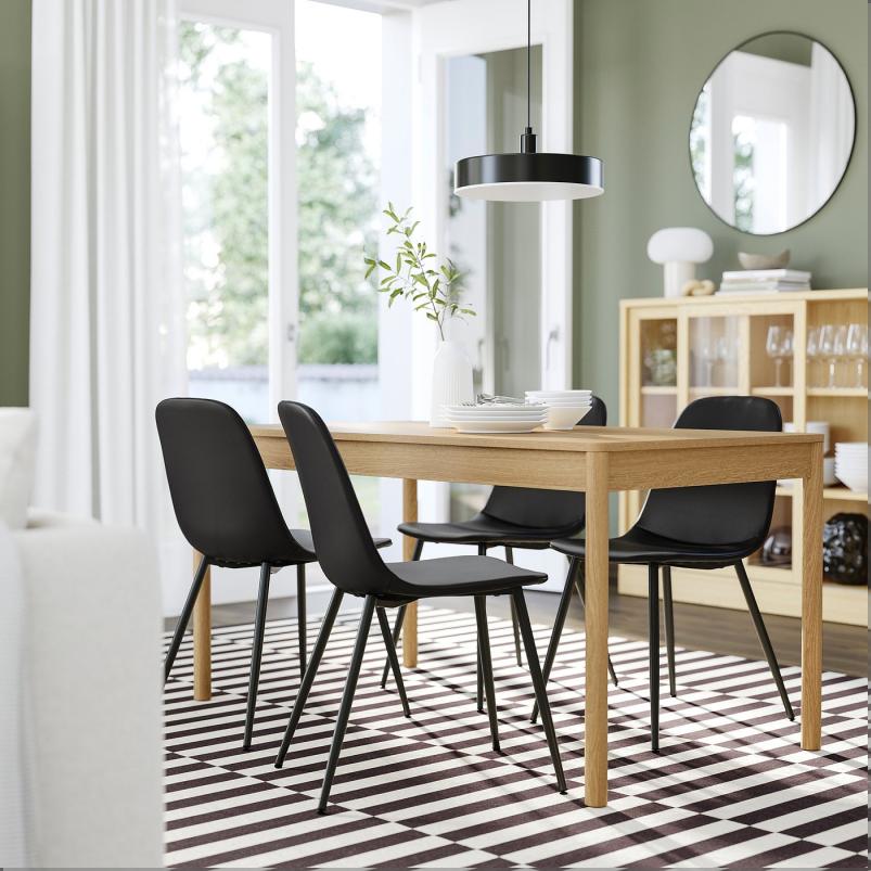TONSTAD トンスタード / NORDMANSSKAR ノルドマンスシェール テーブル＆チェア4脚 - オーク材突き板/ボームスタード ブラック ブラック 150x80cm
