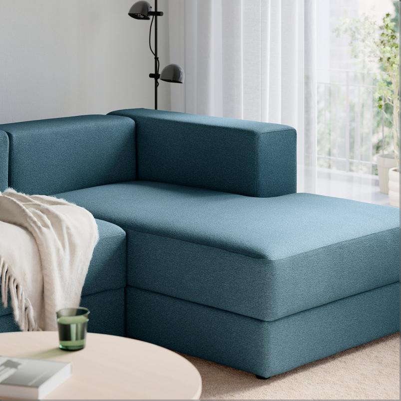 JATTEBO イェッテボ 4人掛けモジュールソファ 寝椅子付き - 右/アクスヴァラ ダークグレーブルー