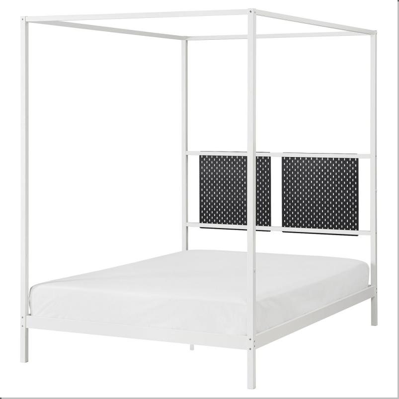 VITARNA ヴィタルナ 四柱付きベッドフレーム - ホワイト リルヘラン/スコーディス ブラック 140x200cm