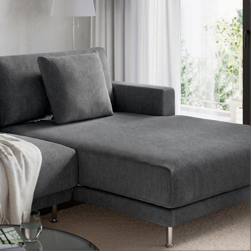 UPPAKRA ウッポークラ 4.5人掛けモジュールソファ - 寝椅子付き 右/ヨハネスホブ ダークグレー