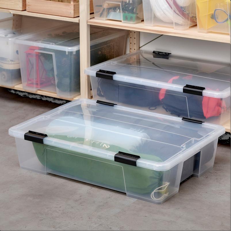 SAMLA サムラ ふた付きボックス/クリップロック - 透明/ブラック 79x57x19cm/55L