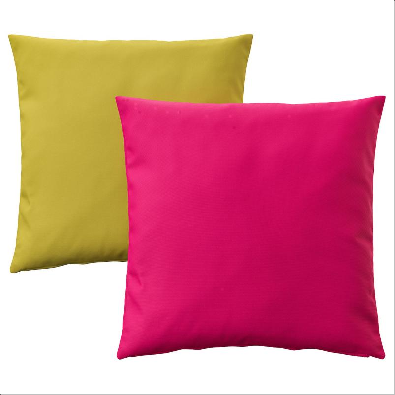 HJARTERO イェルテロー クッション2個セット - イエローグリーン ブライトピンク/室内/屋外 50x50cm
