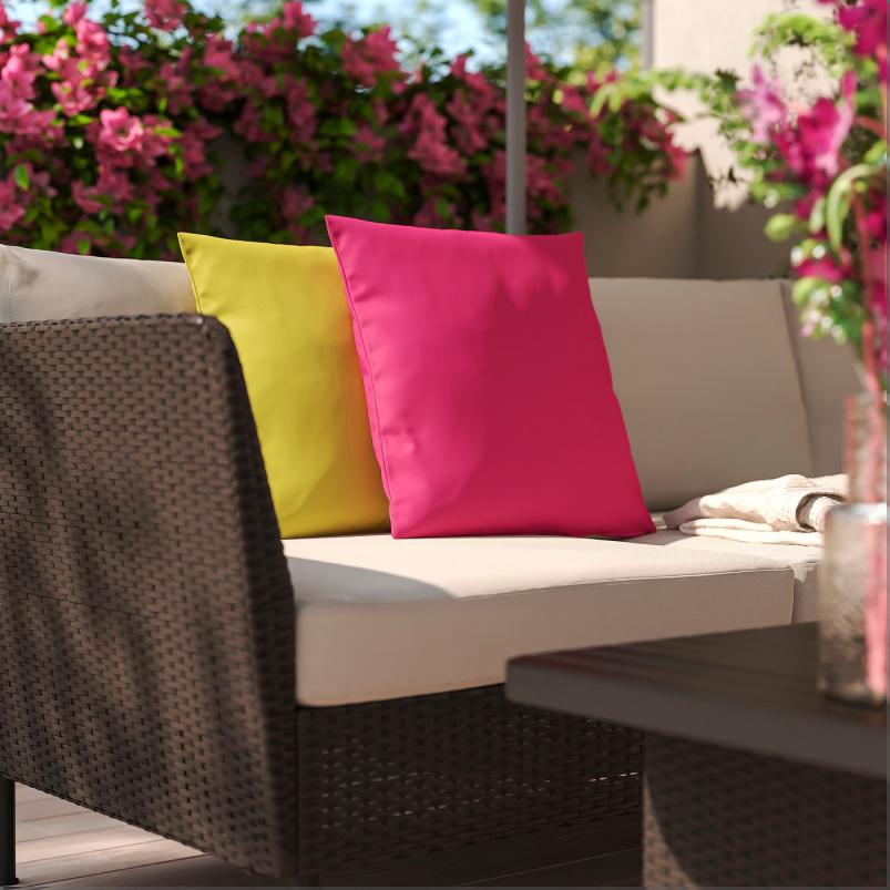 HJARTERO イェルテロー クッション2個セット - イエローグリーン ブライトピンク/室内/屋外 50x50cm