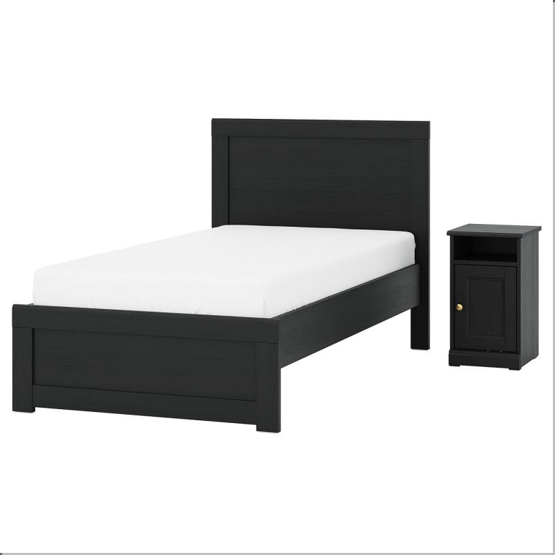 FAGELFJALLET フォーゲルフィェレット ベッドルーム家具2点セット - ブラック オーク調 90x200cm