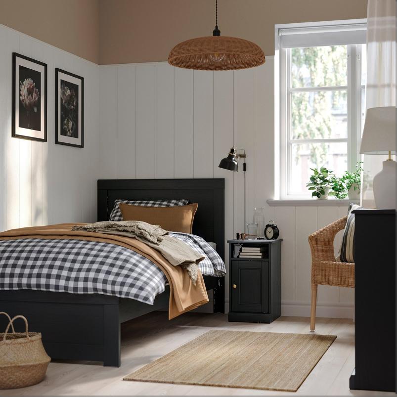 FAGELFJALLET フォーゲルフィェレット ベッドルーム家具2点セット - ブラック オーク調 90x200cm