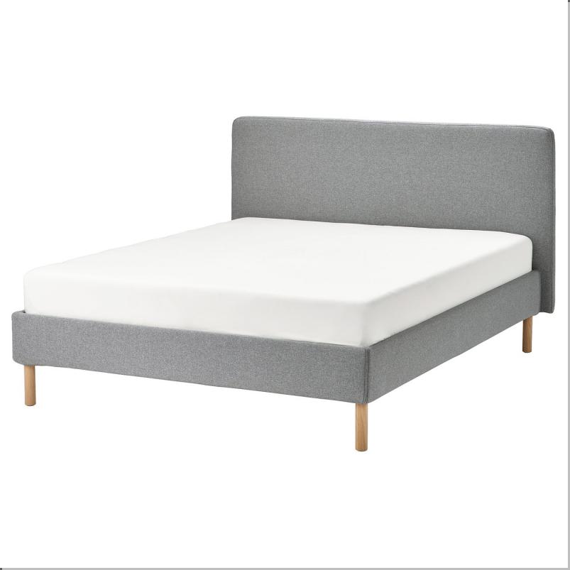 TARNKULLEN テルンクレン ファブリックベッドフレーム - ティッブレビ ベージュ/グレー/リルヘラン 140x200cm