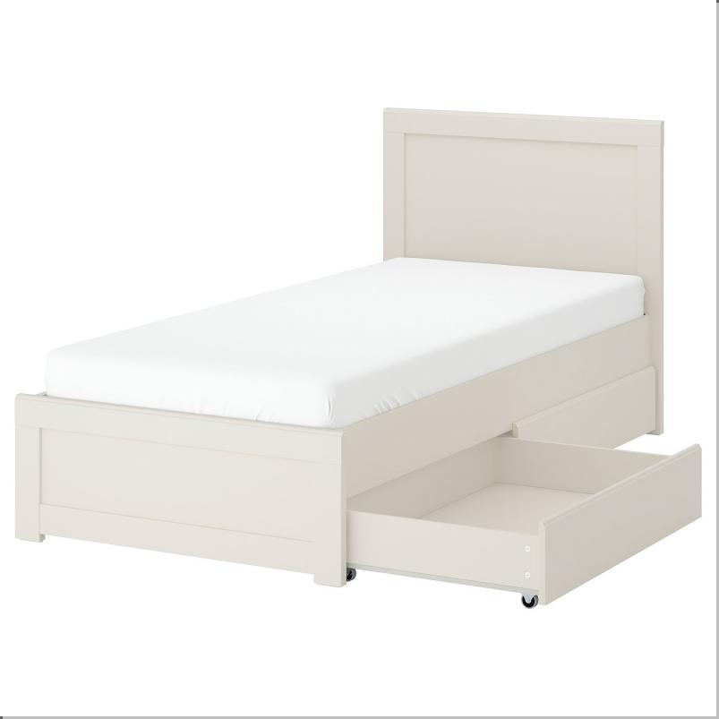 FAGELFJALLET フォーゲルフィェレット ベッドフレーム 収納ボックス2個付き - オフホワイト 90x200cm