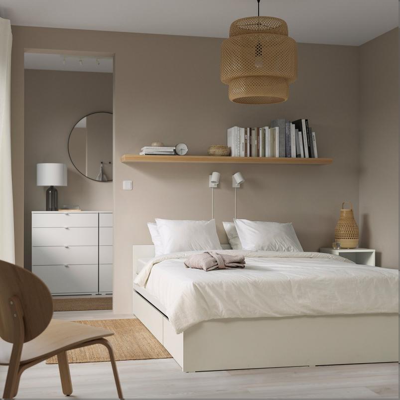 VIHALS ヴィーハルス ベッドフレーム 収納ボックス2個付き - ホワイト 160x200 cm