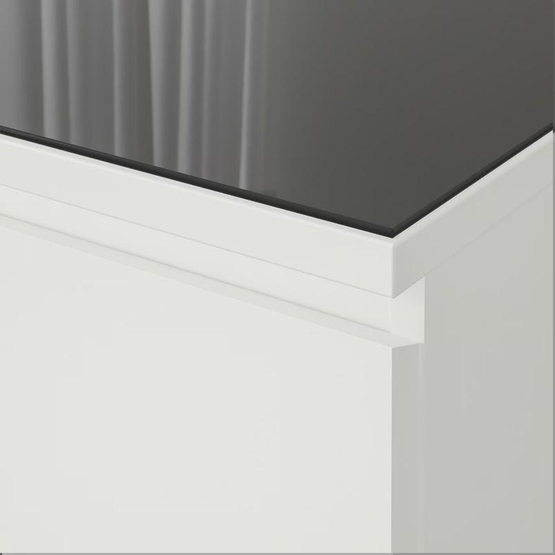 MALM マルム ガラストップ - 透明 グレー 80x48cm