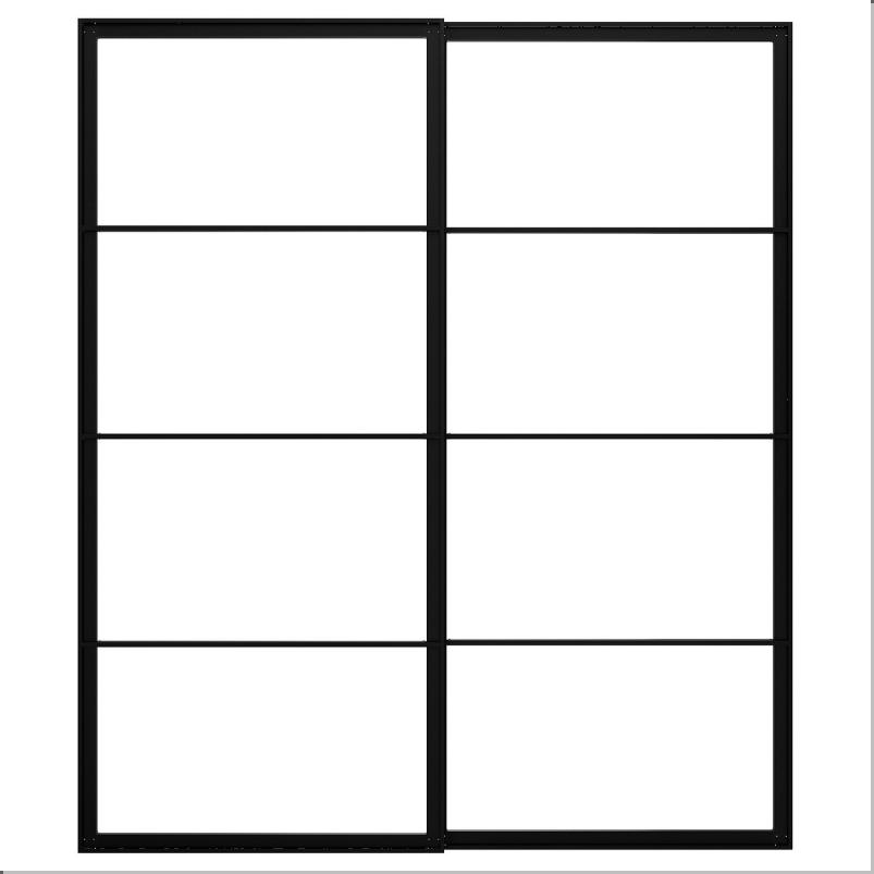 PAX パックス 引き戸用アルミ枠 レール付き - ブラック 200x236cm