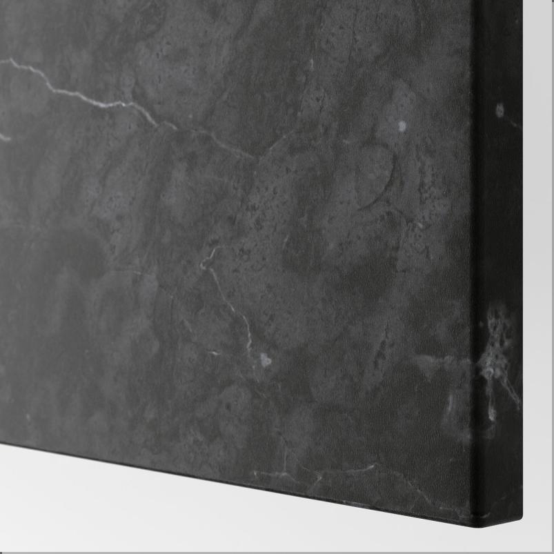 BERGSVIKEN ベリスヴィーケン 引き出し前部 - ブラック 大理石調 60x26cm