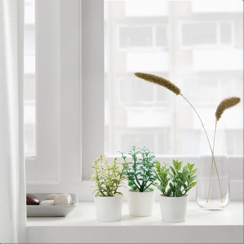 FEJKA フェイカ 人工観葉植物 植木鉢付き3点セット - 室内/屋外用 ハーブ 5cm