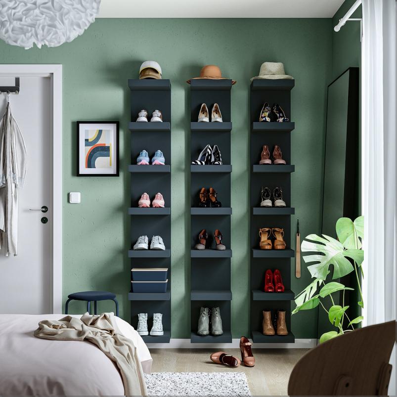 LACK ラック ウォールシェルフユニット - ブラックブルー 30x190 cm