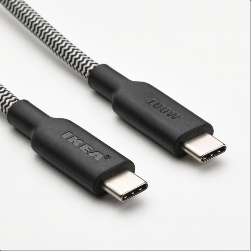 RUNDHULT ルンドフルト USB-C - USB-C - ブラック/ホワイト 1.5m/100 W