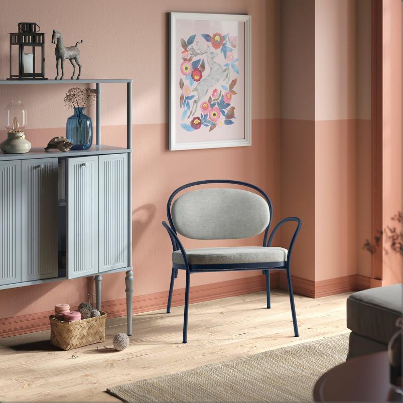 ISMANTORP イスマントルプ パーソナルチェア - メタル ブラックブルー/ティッブレビ ベージュグレー