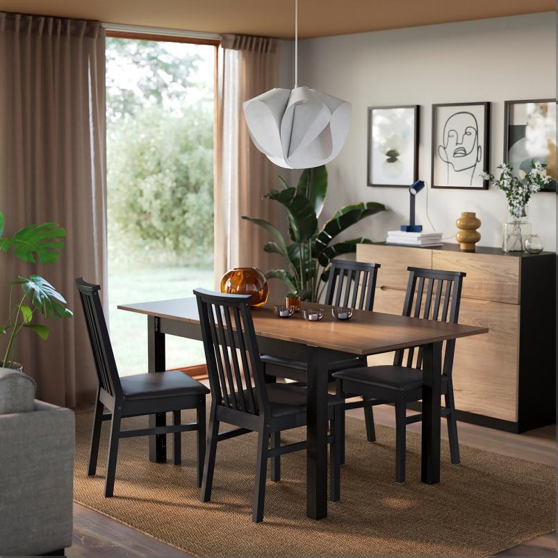 ALHULT オールフルト 伸長式テーブル - ブラック/ブラウン 120/170x80cm