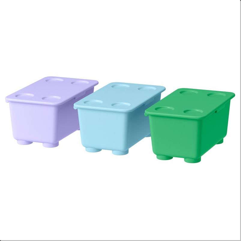 GLIS グリース ふた付きボックス - グリーン ライラック/ブルー 17x10cm