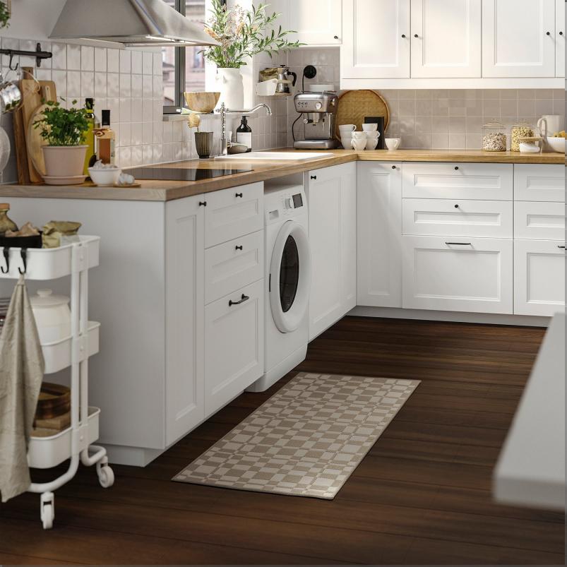 NATTAG ナットーグ キッチンマット - ベージュ/チェック 45x120cm