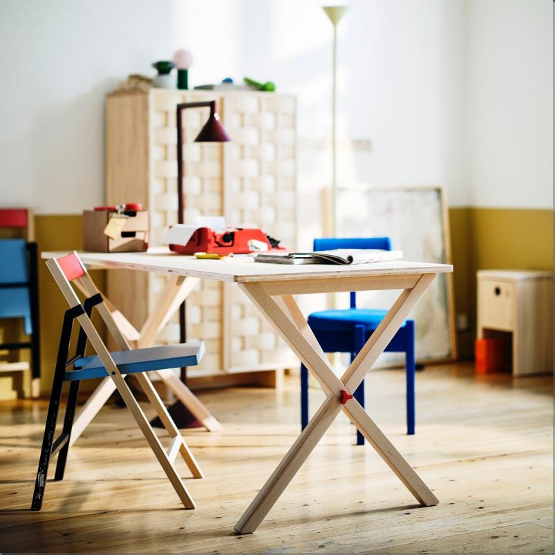 IKEA PS 2026 テーブル - 折りたたみ式/パイン材 クリアラッカー仕上げ 156x75 cm
