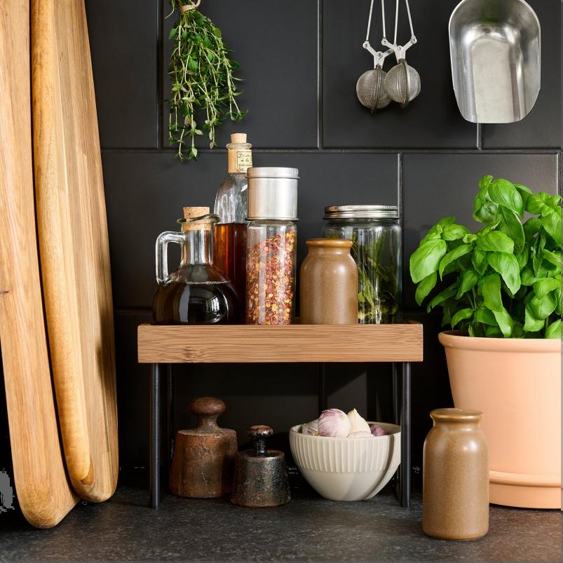 NÅLBLECKA ノールブレッカ キッチンカウンタートップオーガナイザー - メタル/竹 23x13x15 cm