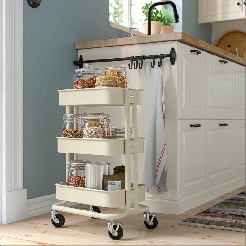 RÅSKOG ロースコグ ワゴン - ベージュ 28x38x61 cm