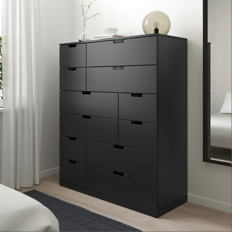 NORDLI ノールドリ チェスト（引き出し×12） - チャコール 120x145cm