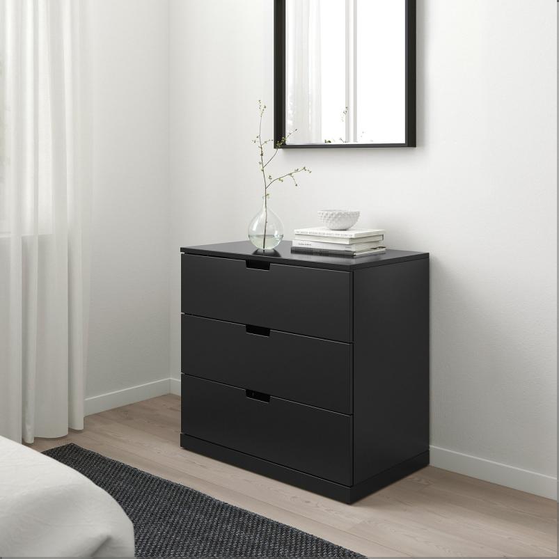 NORDLI ノールドリ チェスト（引き出し×3） - チャコール 80x76cm