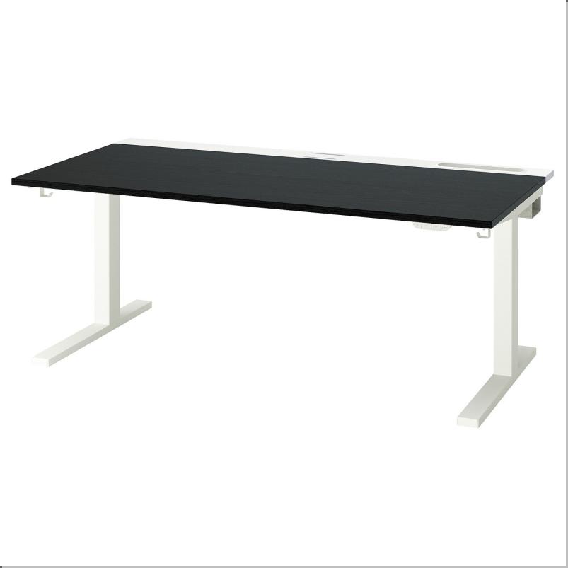MITTZON ミッツォーン デスク 昇降式 - 100V ブラックステインアッシュ材突き板/ホワイト 160x80cm