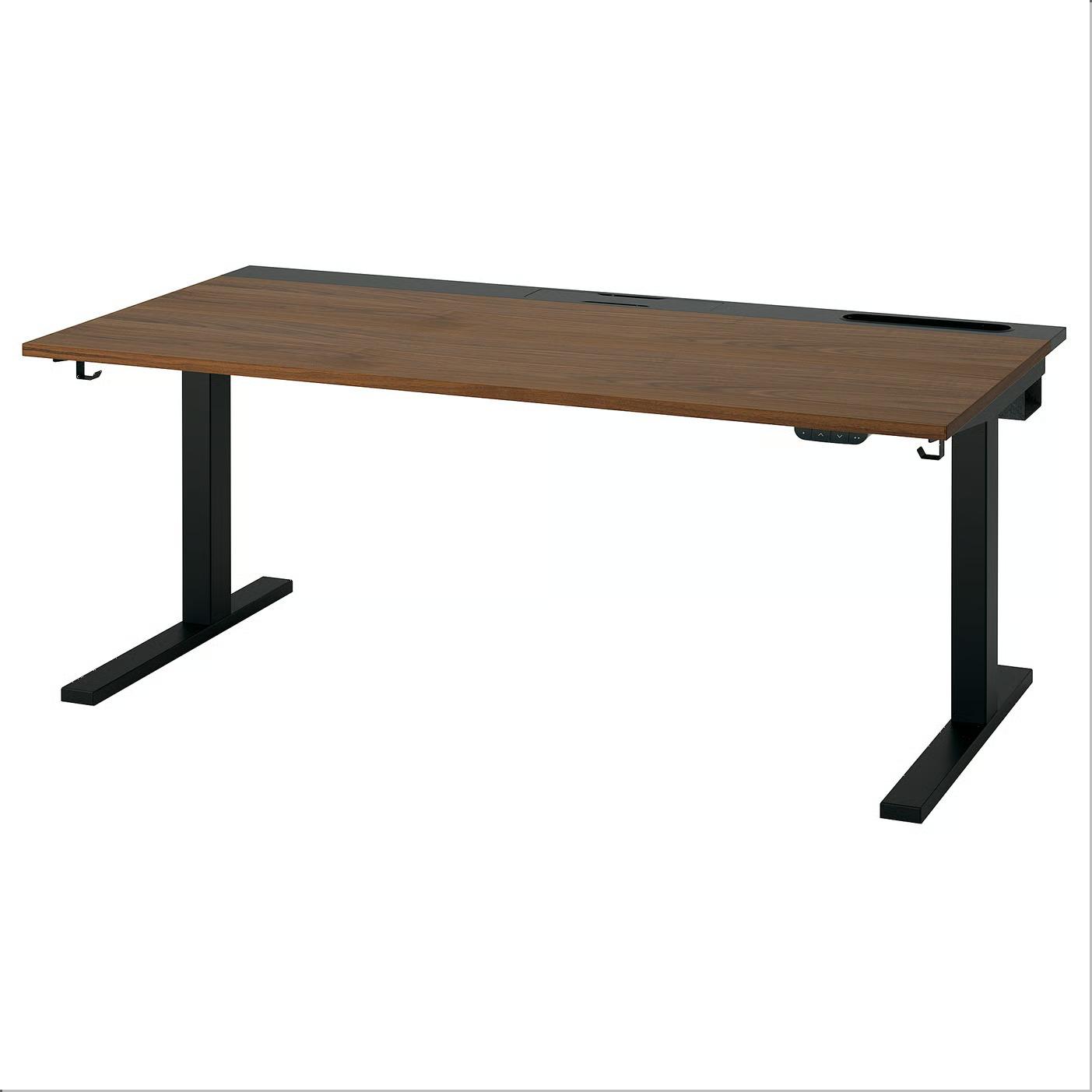 MITTZON ミッツォーン デスク 昇降式 - 100V ウォールナット材突き板/ブラック 160x80cm