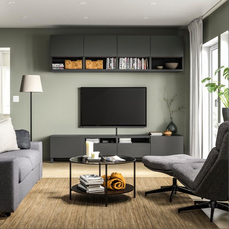 BESTA ベストー テレビボード - ダークグレー/ラップヴィーケン/ストゥッバルプ ダークグレー 240x42x230cm