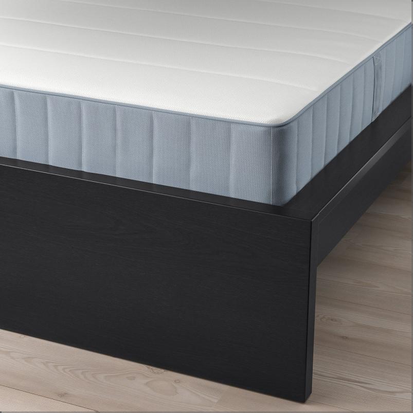 MALM マルム ベッドフレーム マットレス付き - ブラックブラウン/ヴェステロイ ふつう 90x200cm