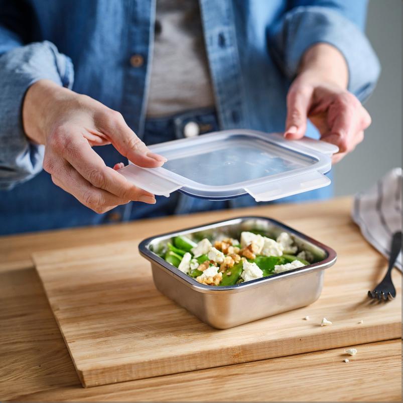IKEA 365+ 保存容器 ふた付き - 正方形 ステンレススチール/プラスチック 600ml