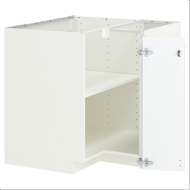 METOD メトード コーナーベースキャビネット 棚板付き - ホワイト/ヴォックストルプ マットホワイト 88x88x80cm