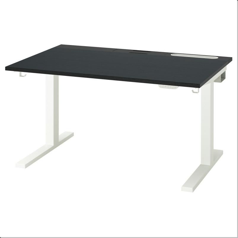 MITTZON ミッツォーン デスク 昇降式 - 100V ブラックステインアッシュ材突き板/ブラック ホワイト 120x80cm