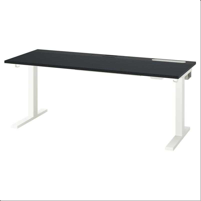 MITTZON ミッツォーン デスク 昇降式 - 100V ブラックステインアッシュ材突き板/ブラック ホワイト 160x60cm
