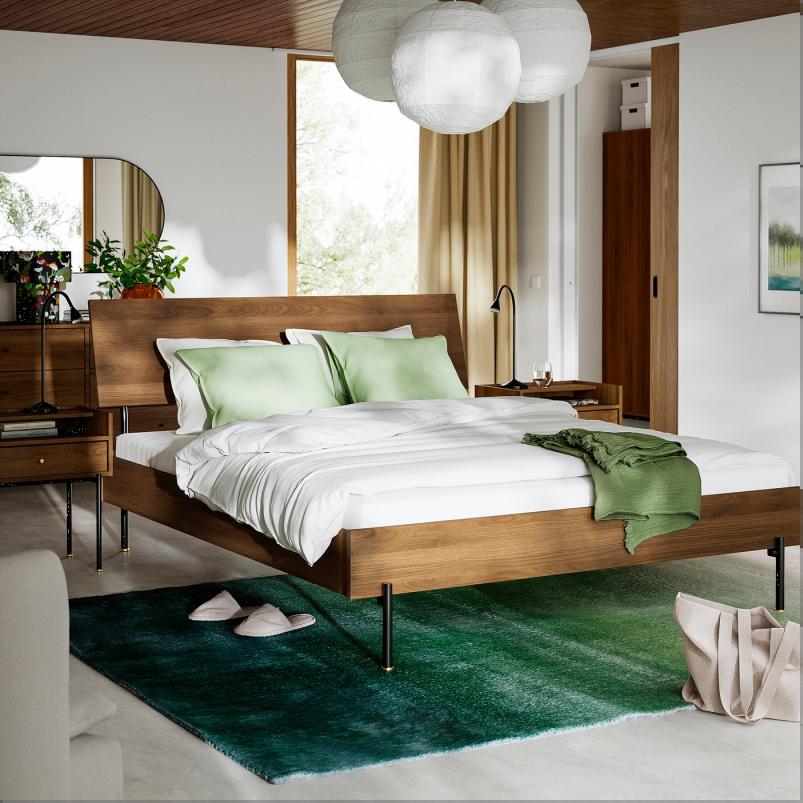 RADMANSO ロードマンソー ベッドフレーム - ブラウン ウォールナット調/ルーローイ 160x200cm