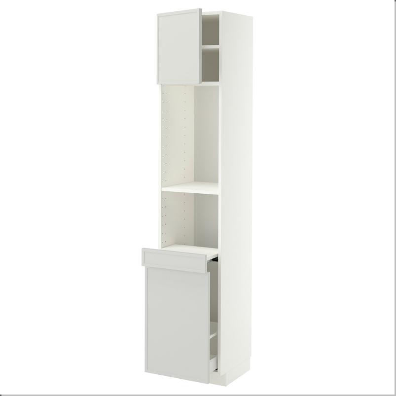 METOD メトード / MAXIMERA マキシメーラ ハイキャビネット 引き出し式収納/扉1枚付き - ホワイト/アスプゥデン ライトグレー 40x41x200cm