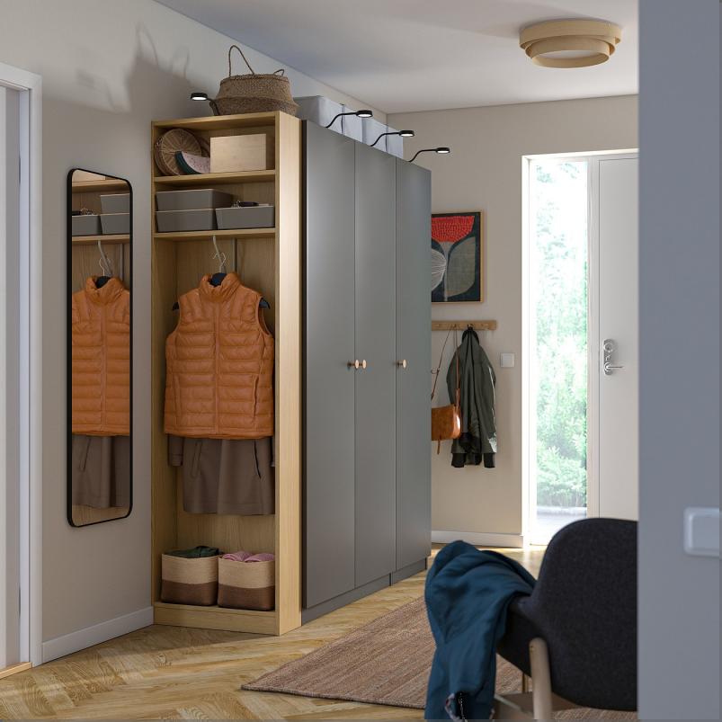 PAX パックス / FORSAND フォルサンド ワードローブコンビネーション - ダークグレー ダークグレー/オーク調 170x60x201cm